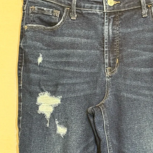 B-251 Old Navy‎ Rockstar High Rise Super Skinny Distressed Cropped Blue Jeans - Picture 4 of 14